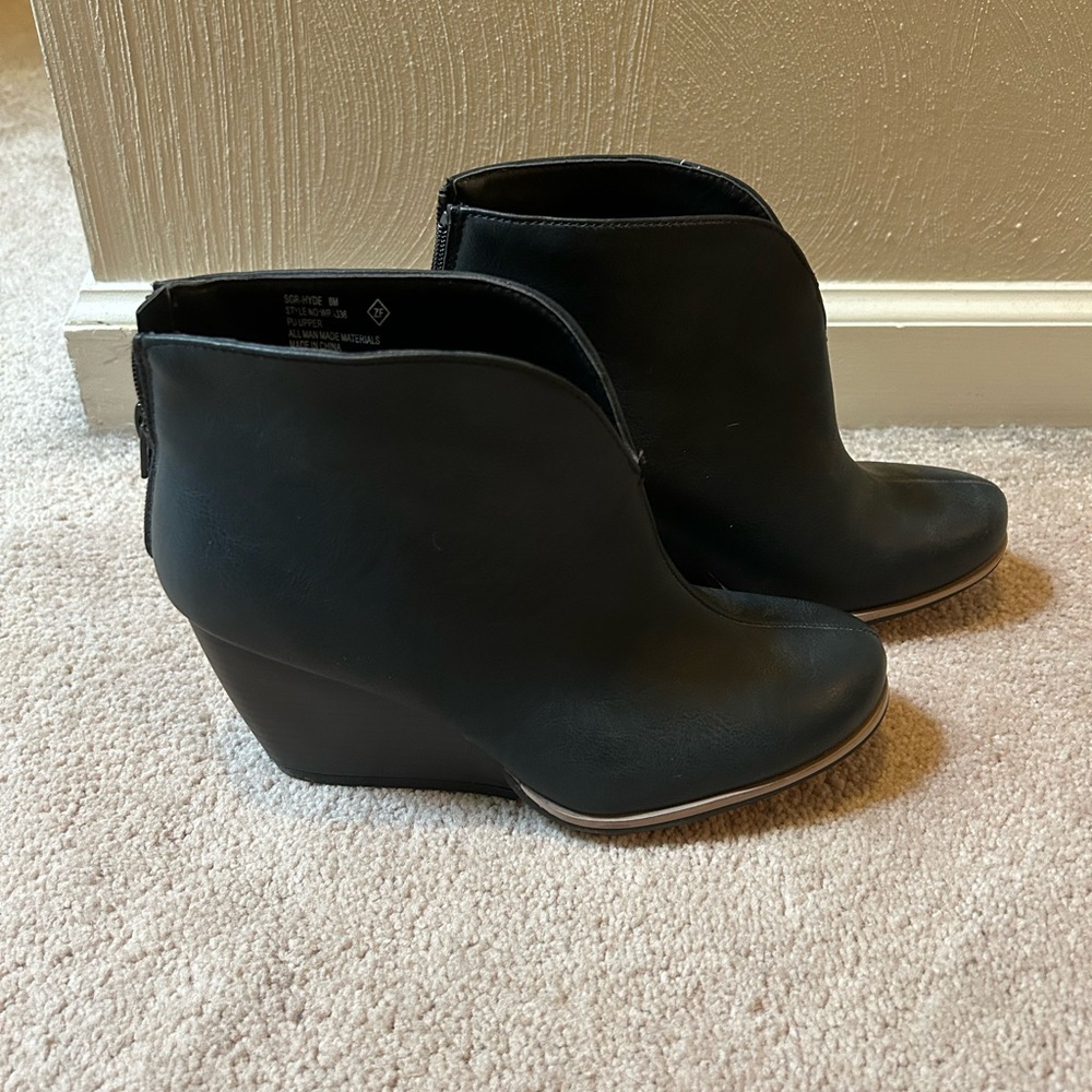 Sugar Black Wedge Ankle Shoes